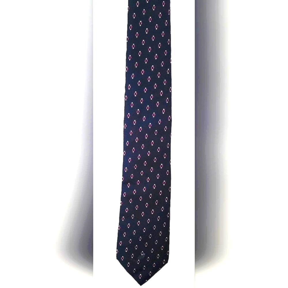 Michael Kors 100% Silk Designer Blue & Pink Patterned Tie
